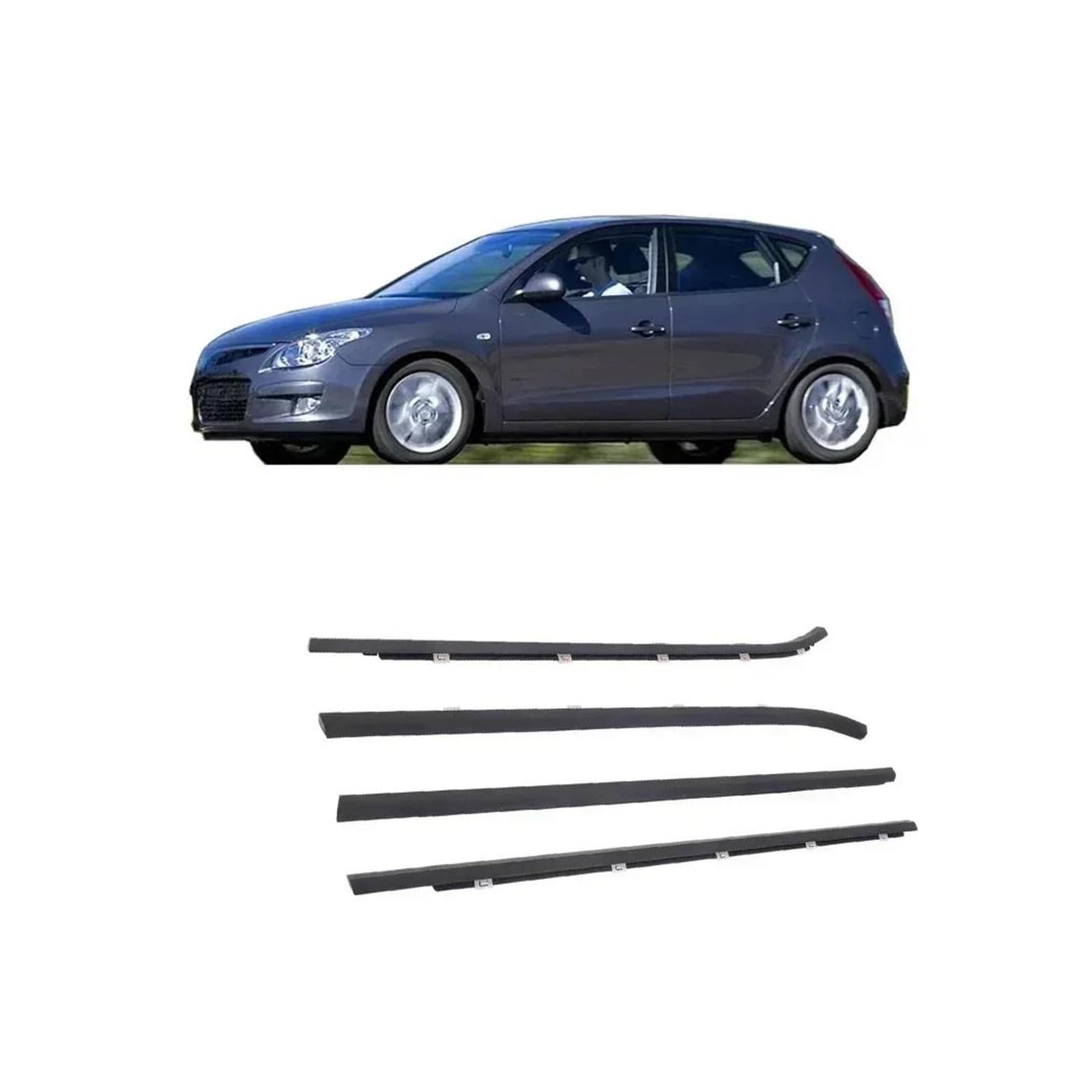 Sellador de Ventanas para Coche,4 Piezas,Negro,para Ventanas Exteriores,Goma para Hyundai i30 822102L000,Protector de burletes para i-30 2008-2011.
