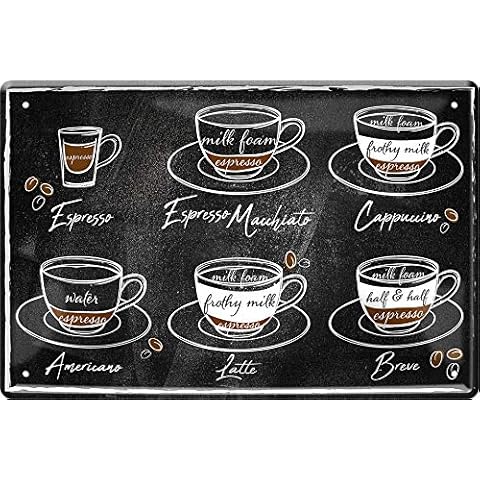 Cartel de chapa con texto en alemán "Espresso, Espresso, Espresso Macchiato, Cappuccino, Americano, Latte", decoración para cocina o café, idea de regalo Cover