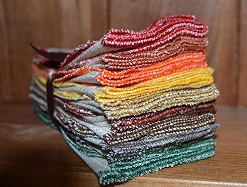 Gina's Soft Cloth Shop Paperless Towels, 1-Ply, Made from Organic Cotton Birdseye Fabric - 11x12 inches (28x30.5 cm) Set of 10 in Assorted Fall Colors Fulfilled by Seller - Proudly Made in the USA!