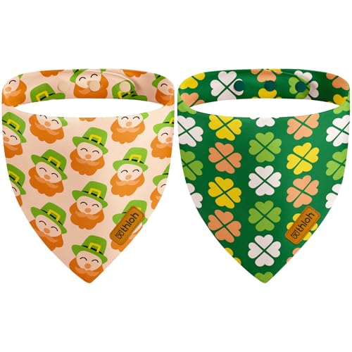 THLOH St. Patrick's Day 犬用バンダナ スナップボタン付き、2パック リバーシブルグリーンバンダナ 小型、中型、大型犬用、調節可能なペット用聖パトリックコスチュームアクセサリー写真撮影用(Sサイズ)（Amazon）
