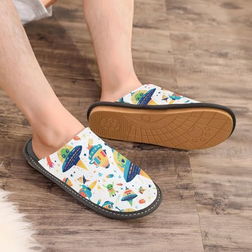 visesunny Women Men's Fuzzy Slippers Plush Warm Winter Cartoon Alien Ufo Cozy House Slippers Comfy Indoor Shoes4