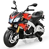 Costzon 12V Kids Motorcycle, Aprilia Licensed Electric Toddler Ride-On Motorbike with Training...