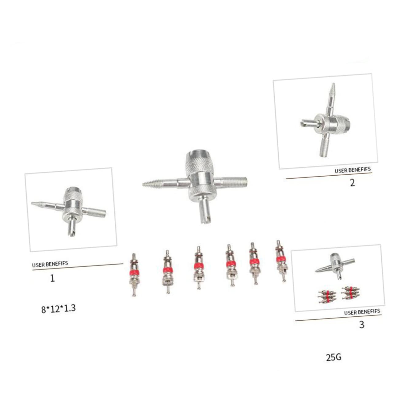 FUNOMOCYA 1Set Automobile Tire Replacement Tool Valve Cores Detaching Tools Durable Accessories for Effortless Tire Maintenance