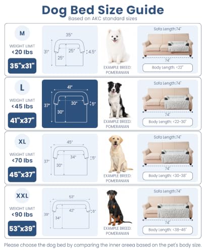 Image of Calming Dog Bed for Couch with Cozy Raised Edge, 41x37 Inch, Dark
