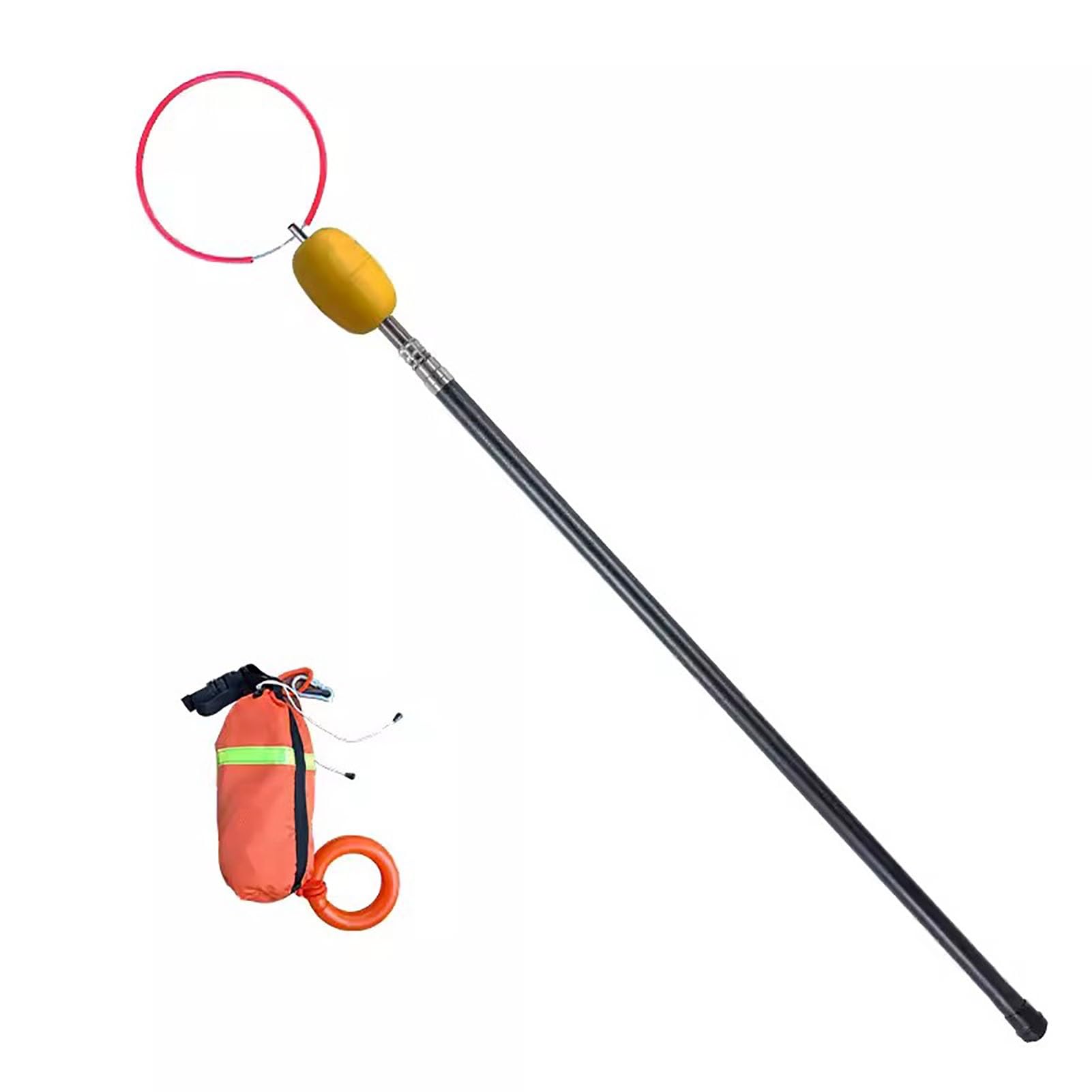 Oracra Swimming Pool Pole Safety Hooks with 30m Rope, 13 16 20 23 Ft Boat Telescopic Life-Saving Pole for Struggling Swimmer, Rescue Special Life Hook(Black,400cm(13ft))