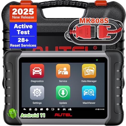 Autel Scanner MaxiCOM MK808S: 2025 Upgraded of MK808/MX808, Bi-Directional Control Scan Tool, 28+ Services, All System Diagnostics, FCA Auto Auth, Auto VIN, with MV105S/MV108S