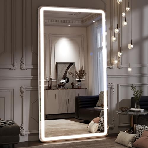 VooBang 76"x34" Large LED Full Length Mirror, Oversized Floor Bod...