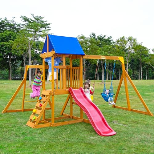 Suniboxi Swing-Sets with Monkey Bars for Backyard,...