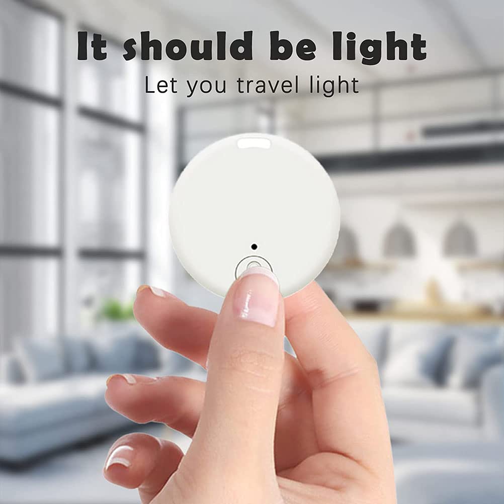 Rastreo GPS portátil Bluetooth 5.0 Rastreo de llave móvil con anillo de tracción, dispositivo inteligente antipérdida Localizador de mascotas para mascotas Gatos Perros Llave de billetera,Blanco
