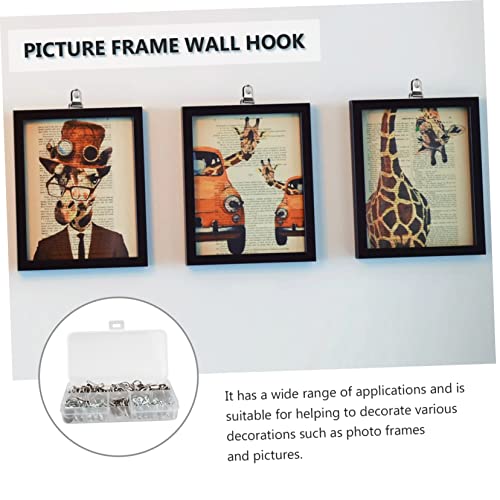 Image of SEWACC Picture Hanging Kit 80pcs Silver Photo Frame Hooks Home Hardware Set for Frame Picture Hanging Tool Kit