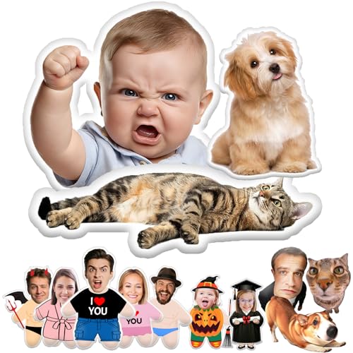 Skartam Almohada personalizada con foto personalizada de peluche con imagen personalizada para mascotas, perro, gato, cara, almohadas de peluche, regalos divertidos para pareja, familia, él y ella