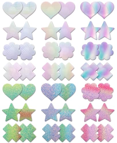 Image of Glitters Pasties Rave Pack Nipple Covers Stickers Disposable Sticky Breast Petals Bra for Women Rave Outfit Party