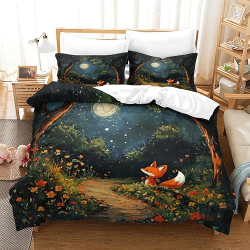 Parure de lit animaux de la forêt 3D effet microfibre douce à fermeture éclair - 3