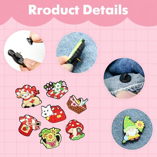 Image of Cute Backpacks Pins Bulk,30 Piece Cute Spring Picnic Lapel Pins DIY Cool Aesthetic Camping Brooch Red Pin Badges Set Anime Green Gnome Button Pin for Backpacks Girl Cloths Hats Decor Accessories gift