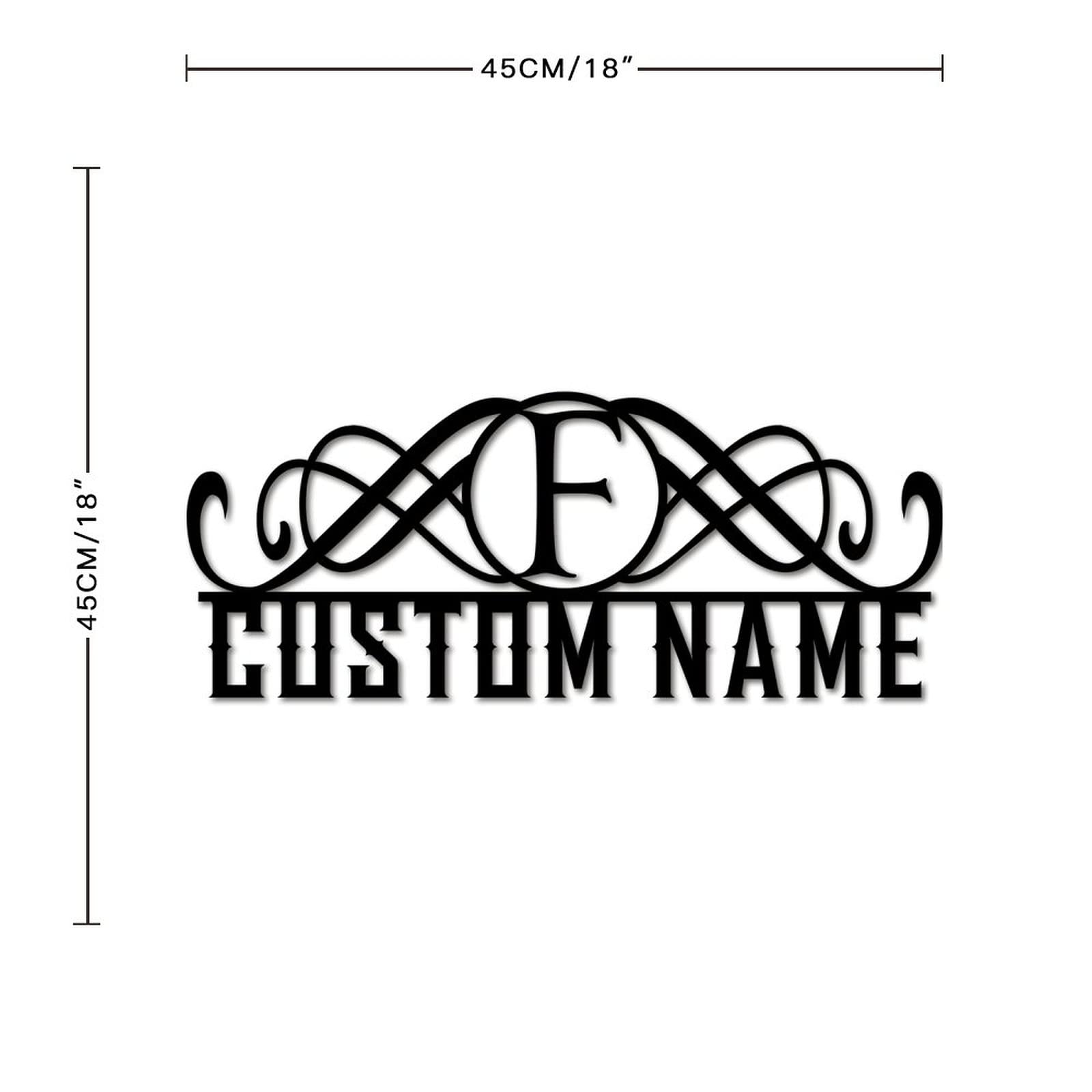 Letreros de metal con monograma de letra F personalizada con apellido, letrero de metal para pared, letrero de apellido para exteriores, letrero de nombre de letra dividida, letrero de nombre de metal