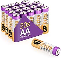 GP AA Batteries Pack of 20-1.5 V/Mignon / LR06 / MN1500 / AM3 AA Extra Alkaline Batteries Ideal for...