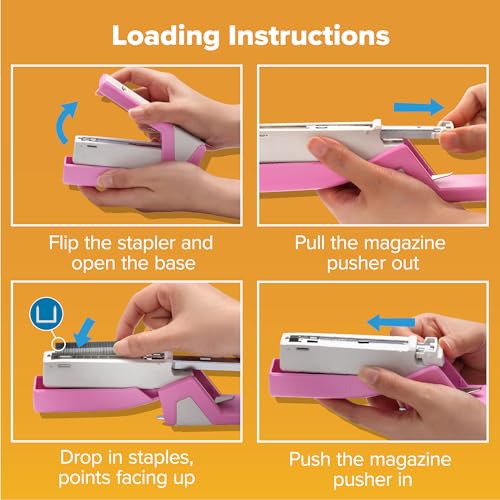 Bostitch Office InCourage Spring-Powered Compact Stapler, 3-in-1, Plastic, Half Strip, 20 Sheet Capacity, BCA Pink (1588)