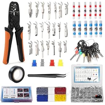 916Pcs Connector Pins Crimped Electrical Wire Terminal Automotive kit 1/1.5/1.8/2.2/2.8/3.5mm 21Type Male Female Non-Insulated Plug Solder Seal Wire Seals Removal Tool Car Open Barrel Crimping Plier