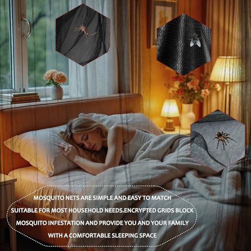 ACTOYS Mückennetz Bett XXL, Moskitonetz Reise Outdoor, Moskitonetz Doppelbett Einzelbett, Betthimmel Rechteckig, Mosquito Net Bed, Himmelbett Vorhänge Terrasse (Schwarz: 2 Türen, 220x200x200cm)
