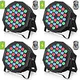 Rechargeable Par Lights 36W RGB Battery Powered, Wireless LED Par Lights DJ Uplights Sound Activated Remote Control for Wedding Events Club Party Church Stage Lighting, 4 Pack