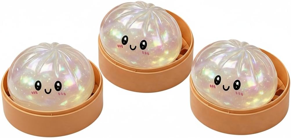 Squishy Dumpling Stress Relief Toy, Glitter Sensory Squeeze Toy, Soft Slow Rising Anxiety Relief Fidget Toy, Cute Stress Ball for Relaxation & Desk Fun