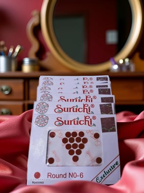 Image of Ublic Store Suruchi Bindi for Women and Girls | Size -6 Maroon Bindi Pack of 12 | Makeup Accessories