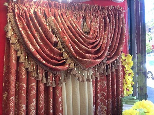 Empire Home Traditional Jacquard Olivia Window Curtain Panel / Valance Drapery - NEW ARRIVAL (84" Standard Panel, Rust / Gold)