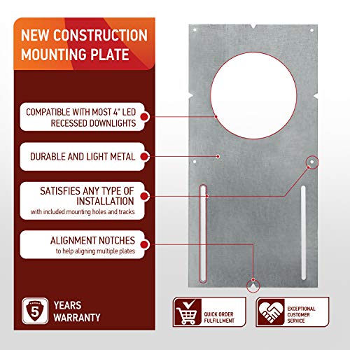OSTWIN New Construction Rough-in Plate with Round Holes for 4 Inch LED Recessed Downlight-Shallow Recessed Light Housing-5 Years Warranty-12 Pack