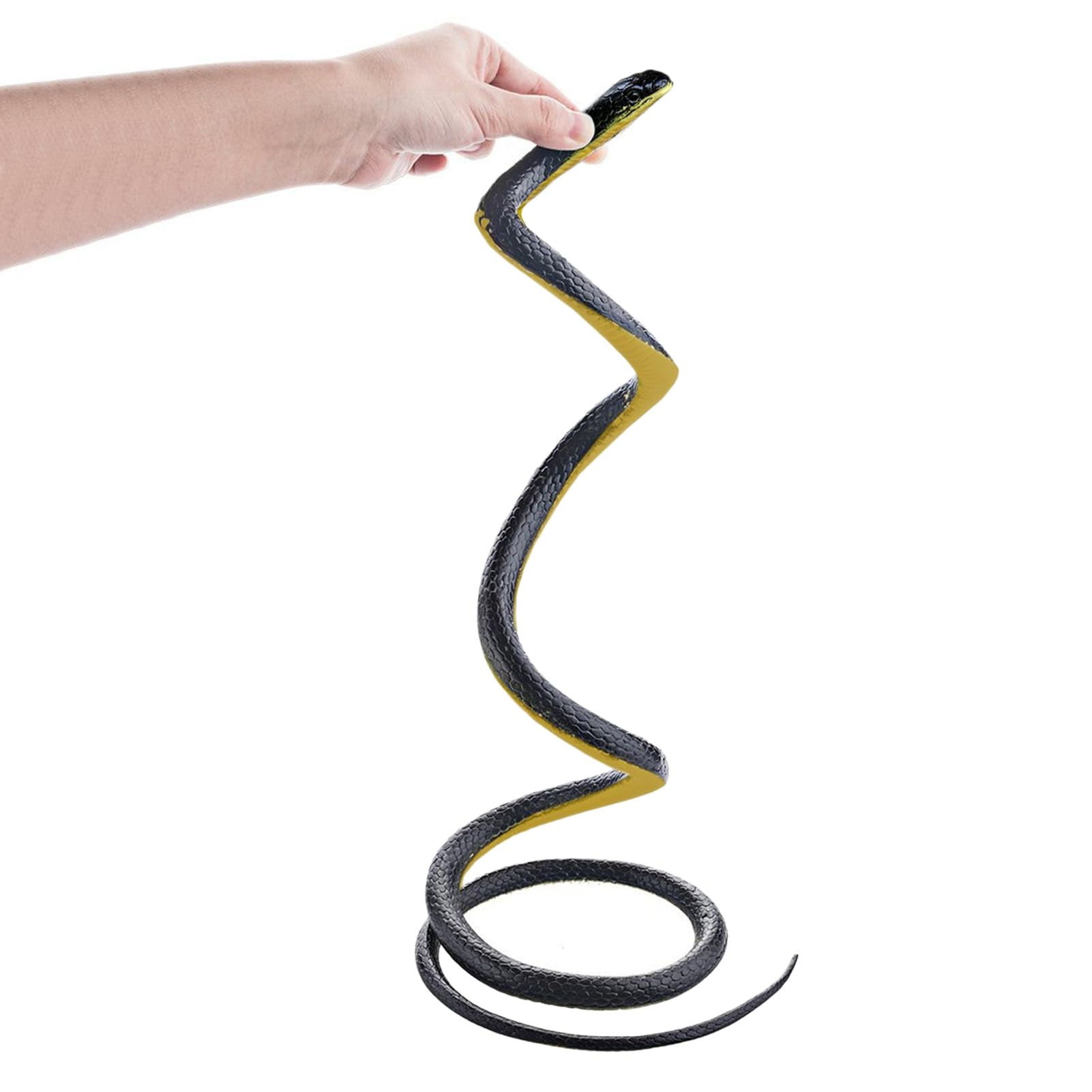 Realistic Snake - Rubber Fake Snake Toy to Keep Birds Away, 49 Inch Real Looking SnakeToys Thick and, Black SnakeToy for Garden Props and Practical Joke