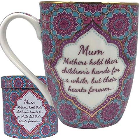 Mum Mug with Matching Round Gift Box, Gold Finished, New Bone China Mum Gift Mug Cover