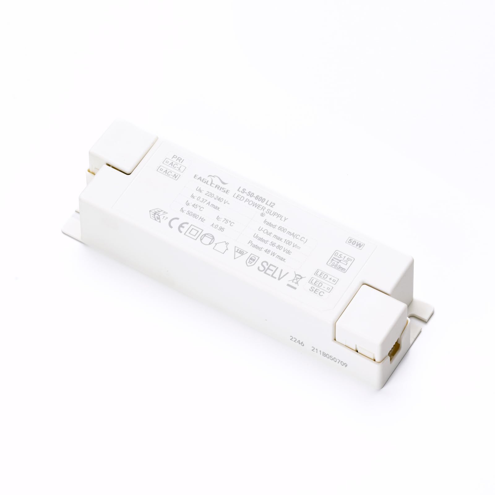 ORION LIGHTSTYLE EAGLERISE LED Power Supply Driver LS-50-600 LI2 Trasformatore elettronico 56-80Vdc 48W 600mA CC SELV bianco