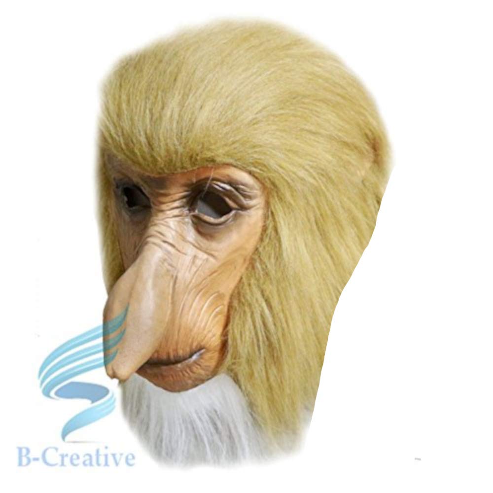 B-Creative Latex Full Head Overhead Animal Cosplay Masquerade Fancy Dress Up Carnival Mask (Prosboscis Monkey Mask)