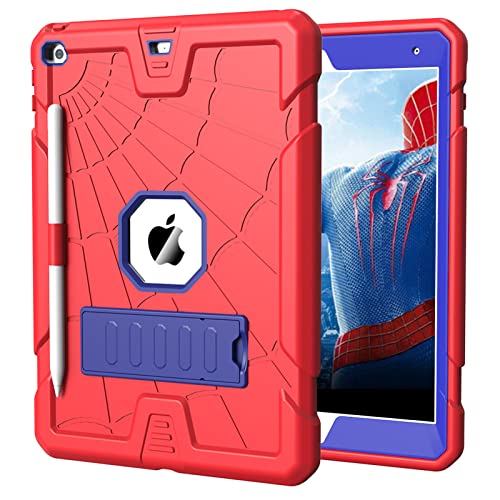 Image of Herize iPad 9th Generation Cover 10.2 Inch for Kids 2021 with Pencil Holder | iPad 9th Generation Cover 7 8 9 Gen with Stand | Heavy Duty Rugged iPad 8th /7th Gen Case 2020 /2019 | Red Blue