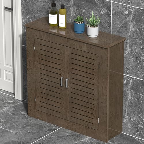 Gabinete con cubierta de calefacción y estante lateral para organizar el baño