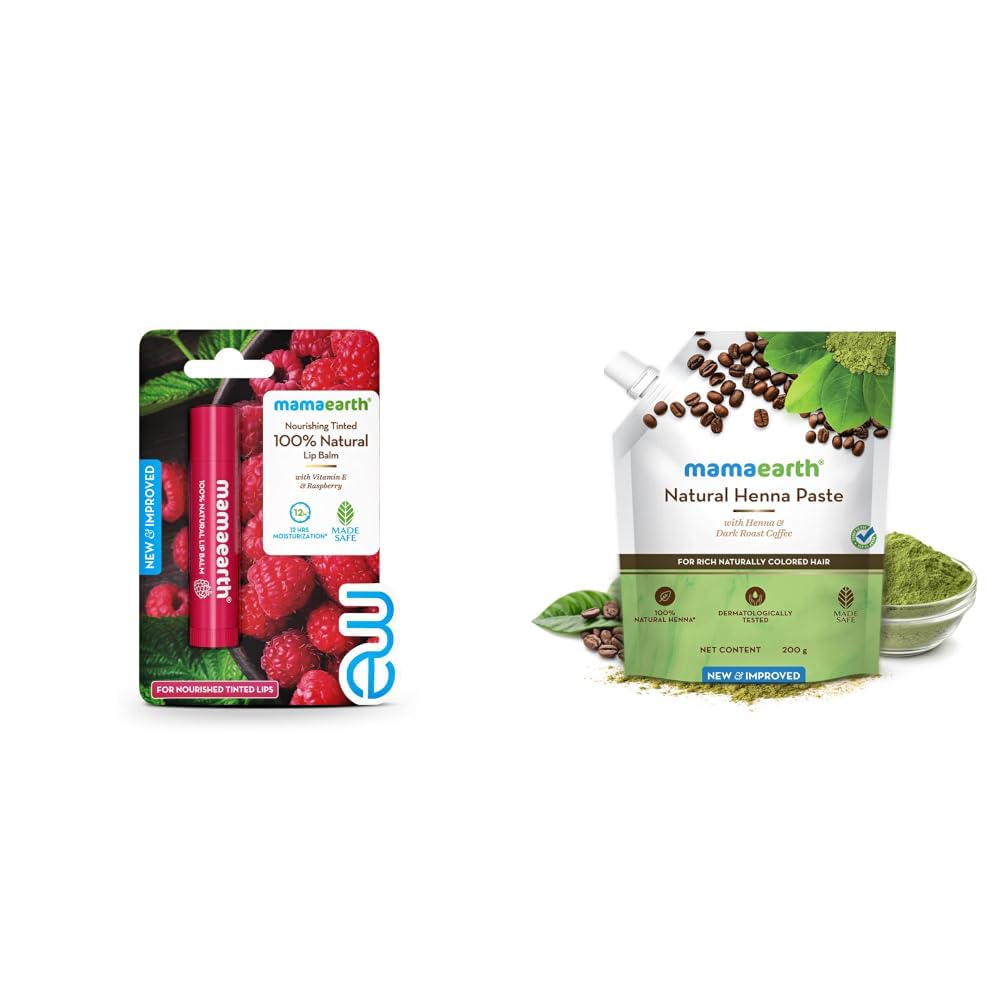 Mamaearth Nourishing Tinted 100% Natural Lip Balm With Vitamin E And Raspberry 4 G Mamaearth Natural Henna Paste-image-39