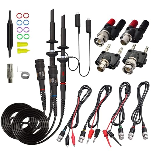 Universal Oscilloscope Probe with Accessories Kit 100MHz Oscilloscope Clip Probes with BNC to Minigrabber Test Lead Kit