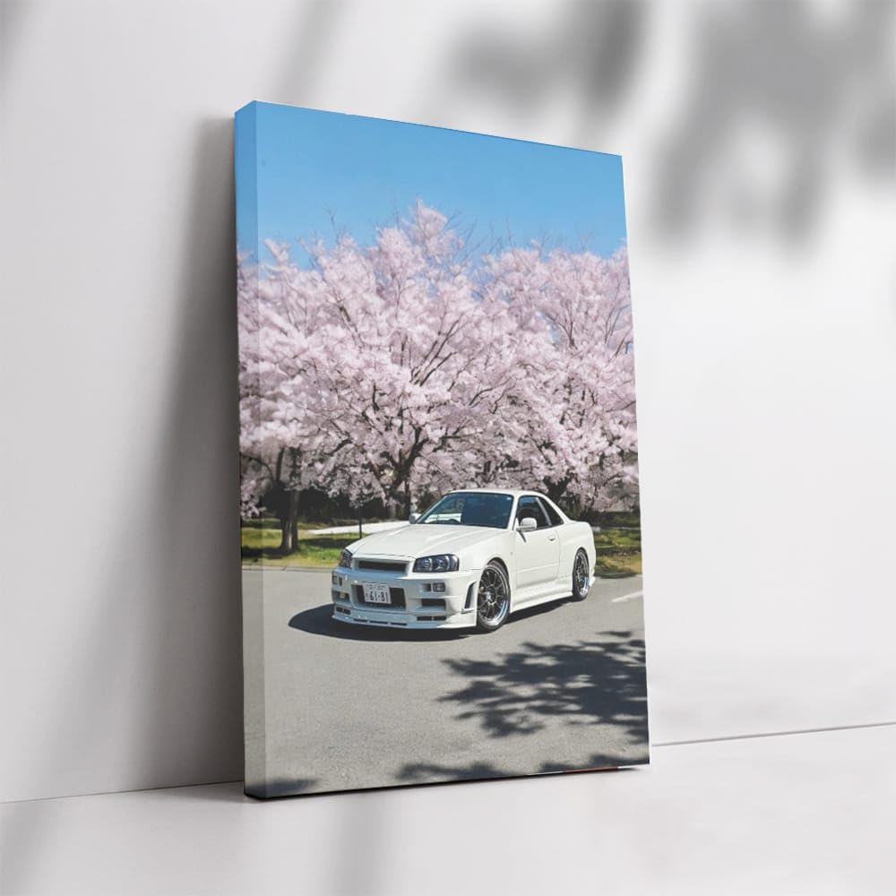 Amazon.com: Wall Art Nissan Skyline Gt-r R34 Sakura Car Painting [Canvas  Framed - 30x20 inch]: Posters & Prints