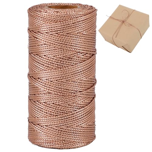 Cuerda dorada para manualidades y decoración navideña con acabado oro rosa de 2mm 2