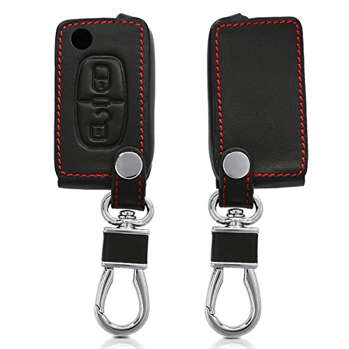 kwmobile Funda para Llave Plegable de 2 Botones para Coche Peugeot Citroen - Cubierta de Cuero sintético - Case para Mando y Control de Auto en...