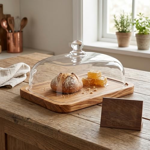 Support rectangulaire avec couvercle en bois assiette gâteau table - 5