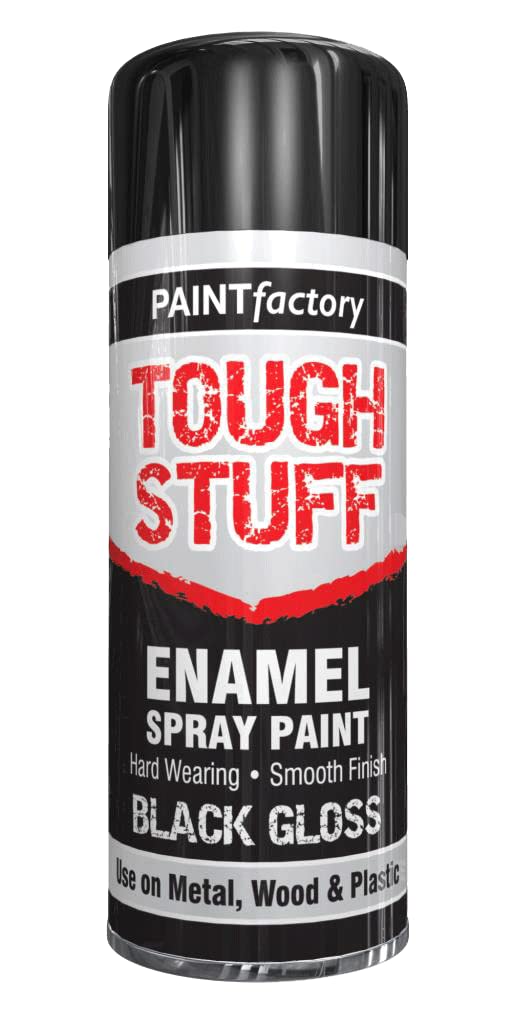 AlezyB - 4 x Enamel Black Gloss 400ml Tough Stuff Hard Wearing Smooth Aerosol for Metal Wood Plastic