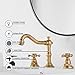 GGStudy 8 inch 2 Handles 3 Holes Widespread Bathroom Sink Faucet Antique Brass Bathroom Vanity Faucet Basin Mixer Tap Faucet Matching Metal Pop Up Drain with Overflow