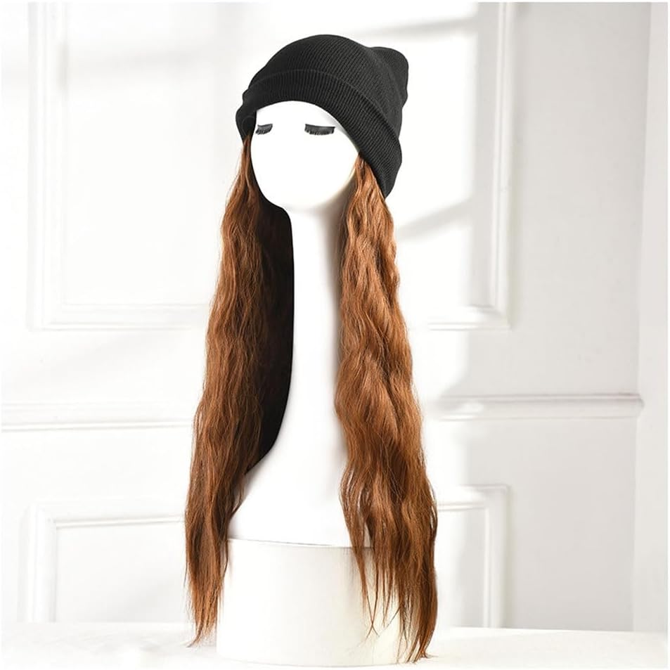 Wig Cap Women's Long Hair Wig Caps, Wavy Wig Caps, Casual Wig Caps, Natural and Realistic Wig Caps, Suitable for Daily Theme Parties Hair Extension Cap (Color : 02)