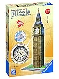  Ravensburger 3D Puzzle Bauwerke Big Ben Mit Uhr, Night Edition, Kinderpuzzle, Erwachsenenpuzzle, Puzzlespiel, Easy Click Technology, Inklusive Echter Uhr, 216 Teile, 12586 9