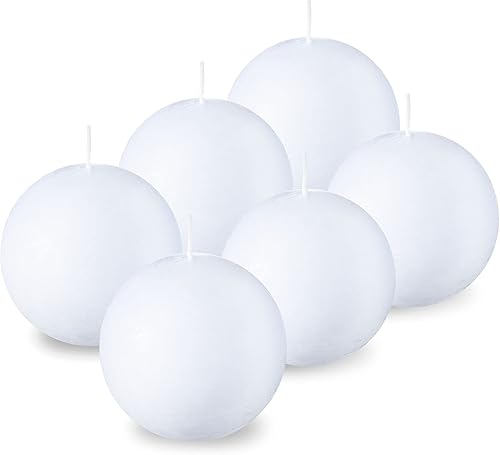 SPAAS - Velas redondas blancas rústicas, velas de bola blanca de 3 pulgadas, uso como velas decorativas para bodas, celebraciones, vacaciones y
