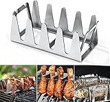 BBQ Grill, Stainless Steel Multi Grill Rack Robustes Edelstahl, Grill Chicken Holder, Idealer Winkel für Fleisch, Maximaler Grillgenuss & wirklich krosse Krusten