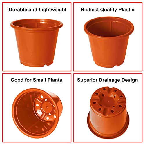 Image of Kuber Industries Durable Plastic Flower Pot|Gamla with Drain Holes for Indoor Home Decor & Outdoor Balcony,Garden,6 inchx5 inch,Pack of 3 (Orange)