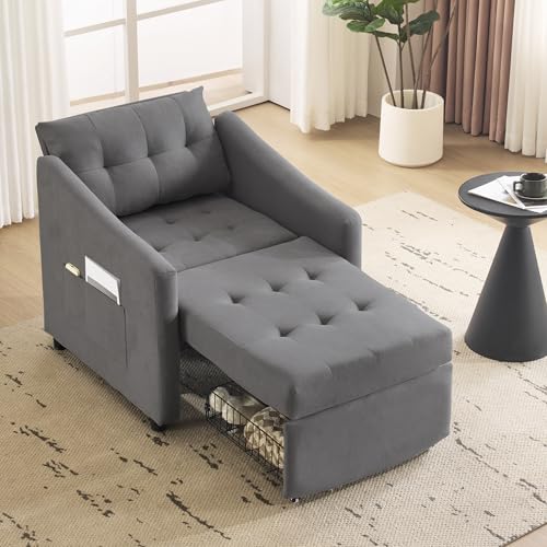 Sillón Convertible Plegable Gris Oscuro miniatura 3