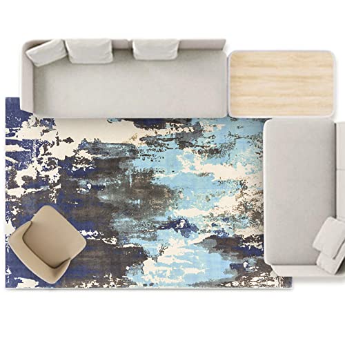Kurzflor Teppich,Blue , 120 x 170 cm, Abstrakt Design, Kurzfloriger Teppiche für Wohnzimmer, Flur, Esszimmer, Schlafzimmer, Küche und Kinderzimmer Cover
