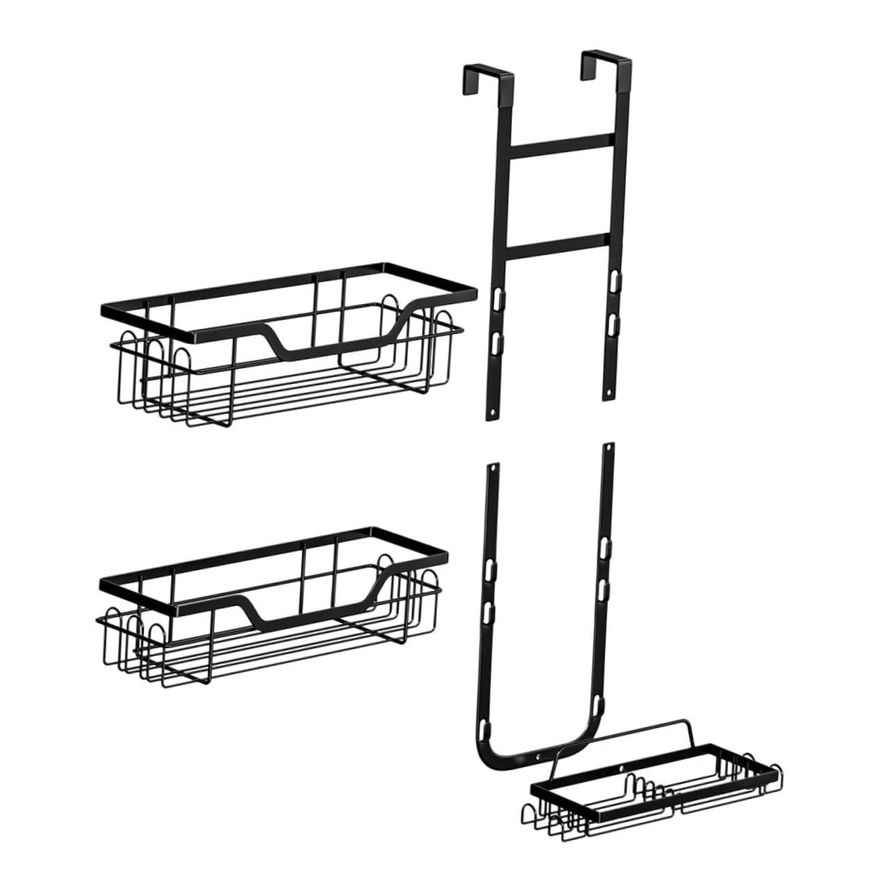 Abaodam 3nivel Estantes de Baño Colgantes sobre Puerta Perforaciones Estante de Almacenamiento de Metal Negro para Ducha